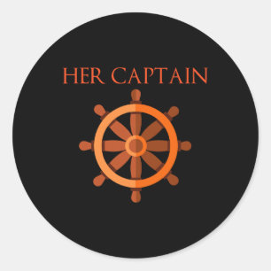 Sticker Rond Croisière drôle Bateau Son capitaine Son ancre Mat