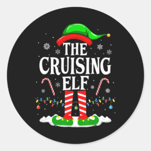 Sticker Rond Croisière Elf Xmas amusant jumelé croisière en fam