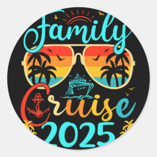 Sticker Rond Croisière en famille 2025 Vacances d'été en famill