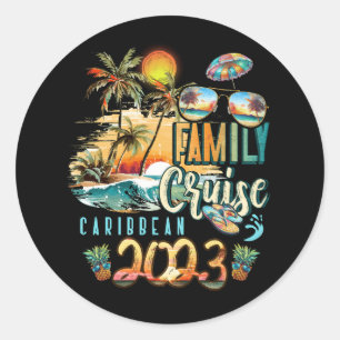 Sticker Rond Croisière en famille Caraïbes 2023 Summer Vacation