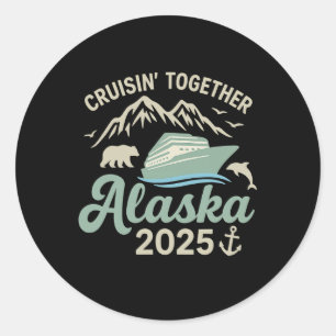 Sticker Rond Croisière ensemble Alaska 2025 Cruise Ship Alaska 