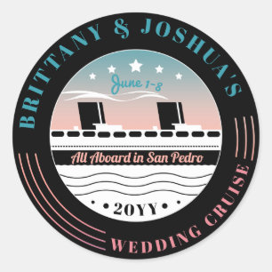 Sticker Rond Croisière Mariage personnalisée
