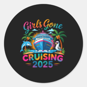 Sticker Rond Croisière pour filles 2025 Vacances sur un bateau 
