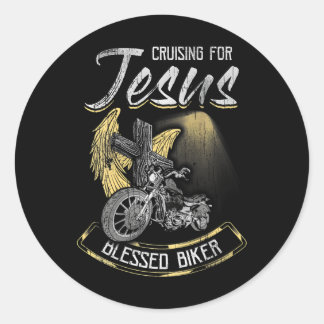 Sticker Rond Croisière Pour Jesus Cross Christian Biker