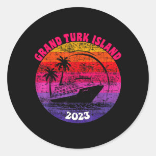 Sticker Rond Croisière sur l'île de Grand Turk 2023 Coucher de 
