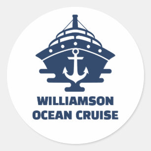 Sticker Rond Croisière sur mesure sur la plage avec ancre nauti
