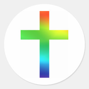 Sticker Rond Croix arc-en-ciel