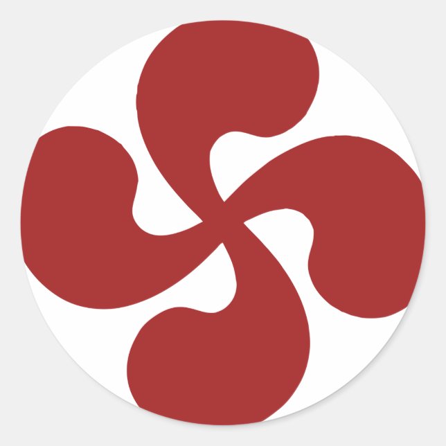 Sticker Rond Croix Basque Rouge Lauburu (Devant)