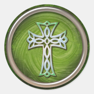 Sticker Rond Croix celtique verte classique