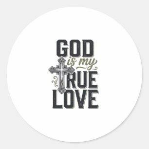 Sticker Rond Croix chrétienne Dieu est mon véritable amour Vect