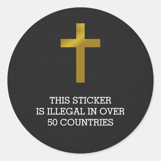 Sticker Rond Croix chrétienne - Illégale dans plus de 50 pays (Devant)