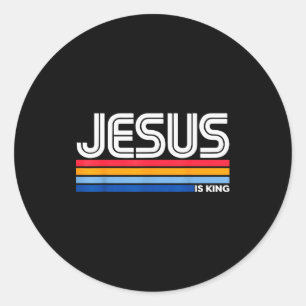 Sticker Rond Croix chrétienne Jésus est roi Dieu Foi Bible Reli
