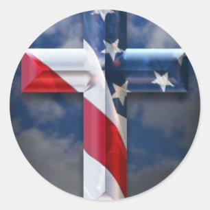 Sticker Rond Croix de drapeau des USA