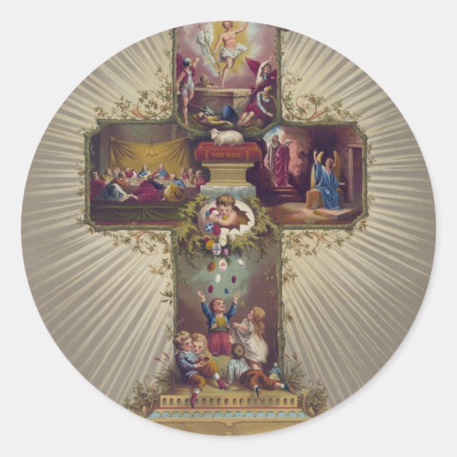 Sticker Rond Croix de Pâques (Devant)