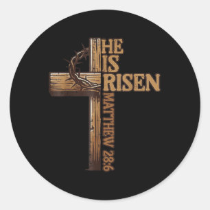 Sticker Rond Croix de Pâques Il Est Ressuscité Jésus Christian