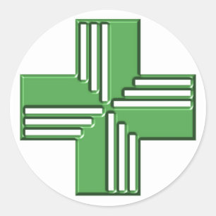 Sticker Rond Croix de pharmacie