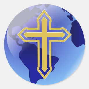 Sticker Rond Croix d'or et Terre