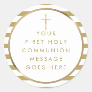 Sticker Rond Croix d'or Stripe Premier message de communion sai