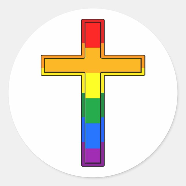Sticker Rond Croix du drapeau gay pride (Devant)
