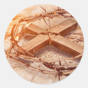 Sticker Rond Croix et Couronne d'épines