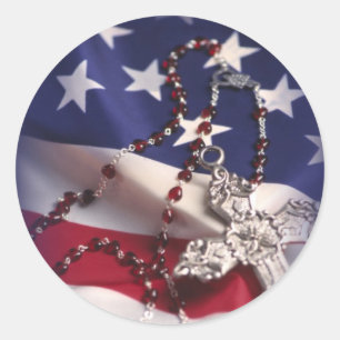 Sticker Rond Croix et drapeau de la fête des anciens combattant