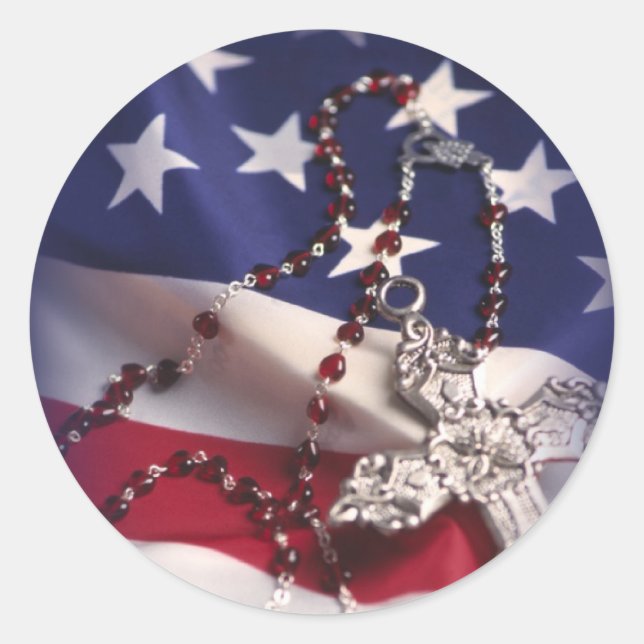 Sticker Rond Croix et drapeau de la fête des anciens combattant (Devant)