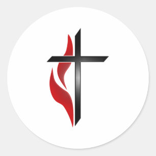 STICKER ROND CROIX ET FLAMME