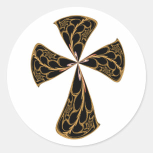 Sticker Rond Croix Filigree or