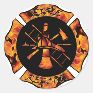 Sticker Rond Croix maltaise flamboyante de délivrance du feu