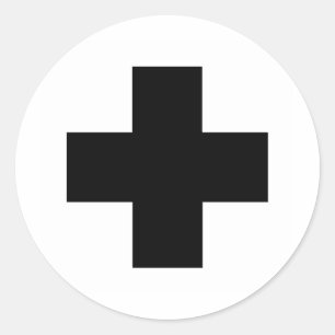Sticker Rond Croix noire de premiers secours