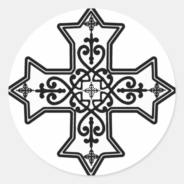 Sticker Rond Croix noire et blanche (Devant)