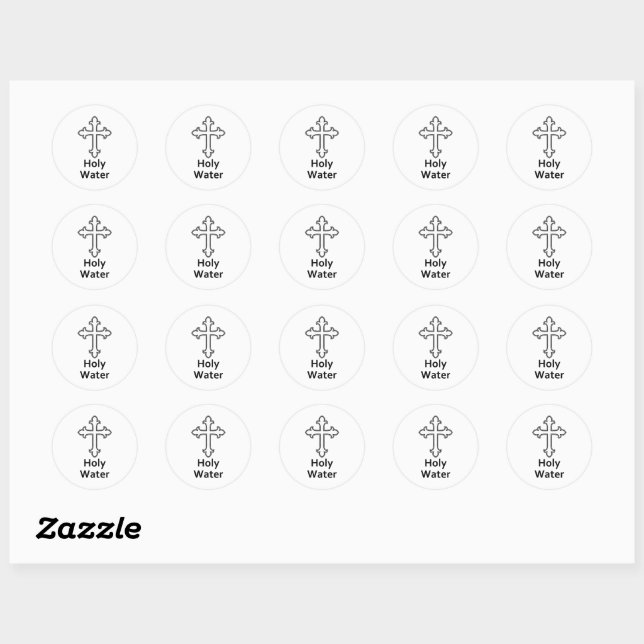 Sticker Rond Croix noire et blanche Chrétienté Eau sainte (Feuille)