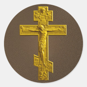 Sticker Rond Croix orthodoxe russe d'or