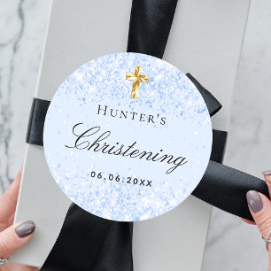 Sticker Rond Croix pour garçon avec paillettes et scintillement