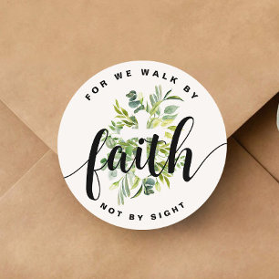 Sticker Rond Croix Religieuse Foi Verset De La Bible