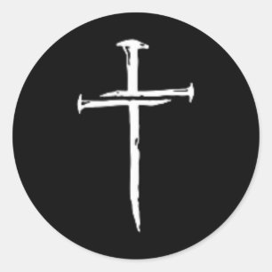 Sticker Rond Croix trois clous Christian Vintage 1 Croix 3 clou
