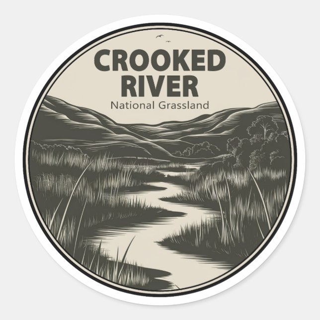 Sticker Rond Crooked River National Grassland Oregon Stream (Devant)