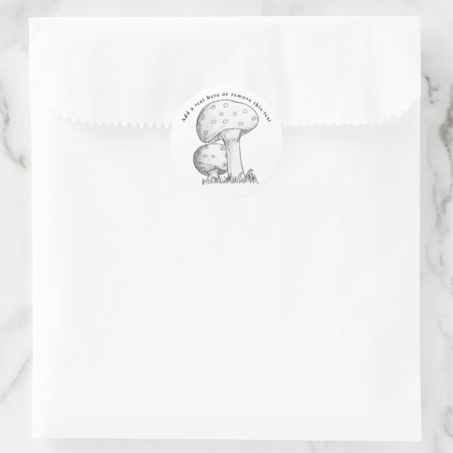 Sticker Rond Croquis de champignons (Sac)