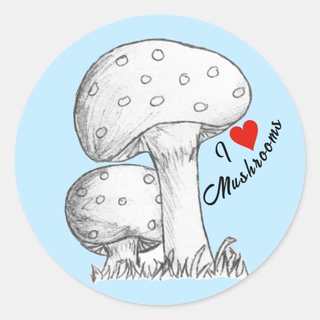 Sticker Rond Croquis de champignons (Devant)