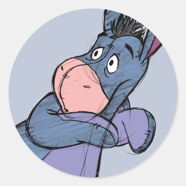 Sticker Rond Croquis Eeyore 2 (Devant)