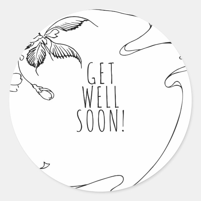 Sticker Rond Croquis floral obtenir bien (Devant)