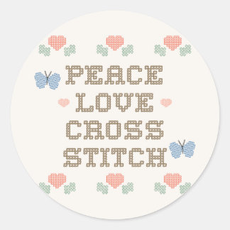 Sticker Rond CrossStitchPLHeartFlowers