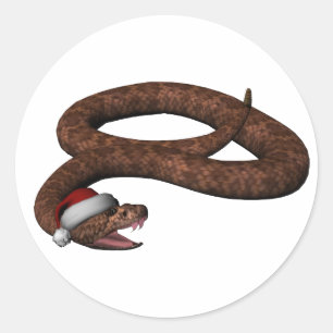 Sticker Rond Crotale Avec Le Chapeau Du Père Noël