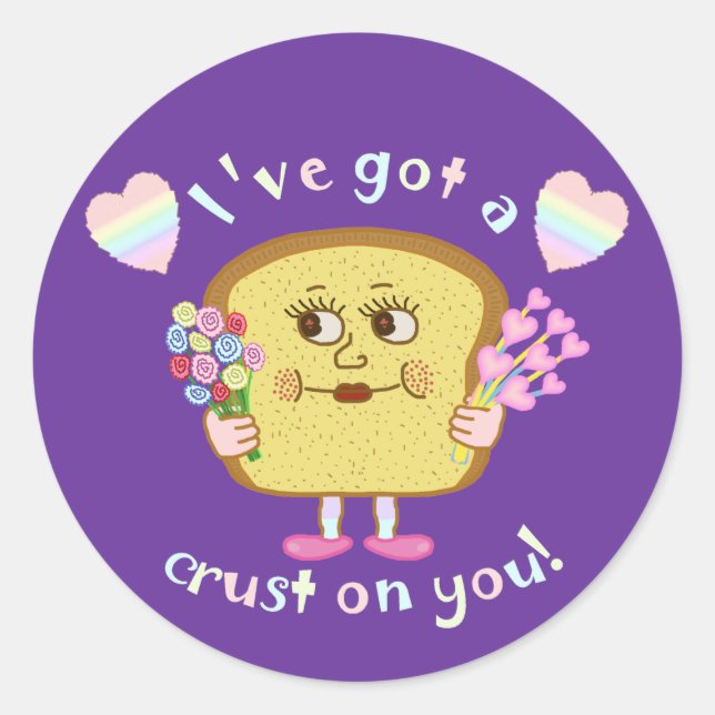 Sticker Rond Croûte mignonne sur toi Jeu de Saint Valentin (Devant)