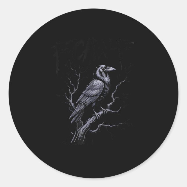 Sticker Rond Crow F-Caw-F Funny Bird Saying Humor Meme (Devant)