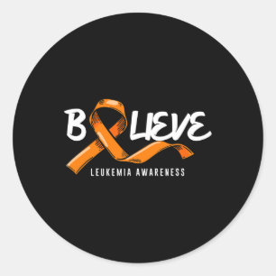 Sticker Rond Croyez Orange Ribbon Leukemia Cancer du Sang