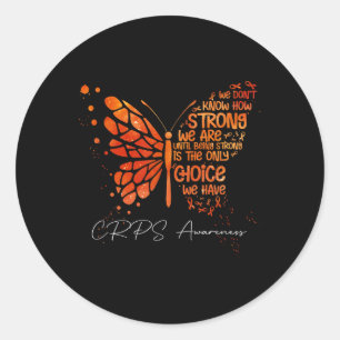 Sticker Rond Crps Papillon Orange Ribbon Crps sensibilisation