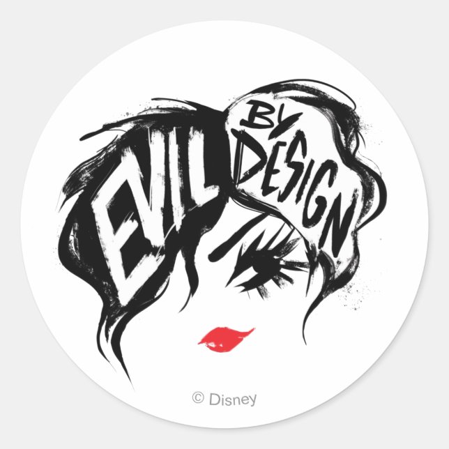 Sticker Rond Cruella | Evil By Design Brush Stroke Peinture (Devant)
