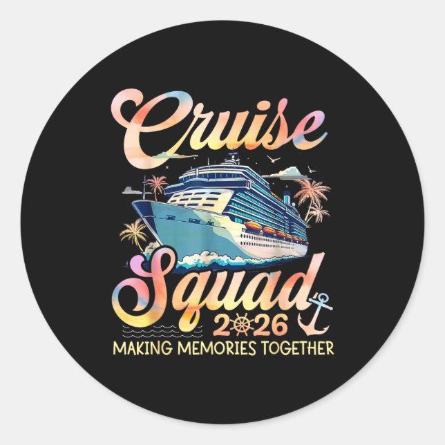 Sticker Rond Cruise Squad 2026 Family Group Matching Summer Vac (Devant)
