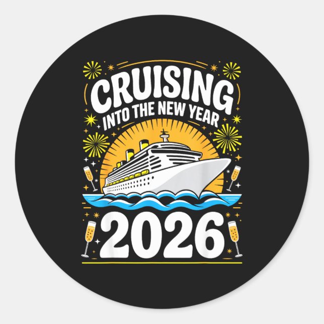 Sticker Rond Cruising Into The New Years Eve 2026 Family Matchi (Devant)